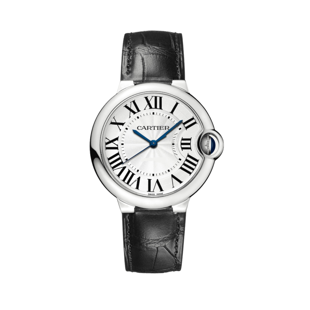 Cartier Ballon Bleu 36mm – Cuir Noir & Cadran Argenté
